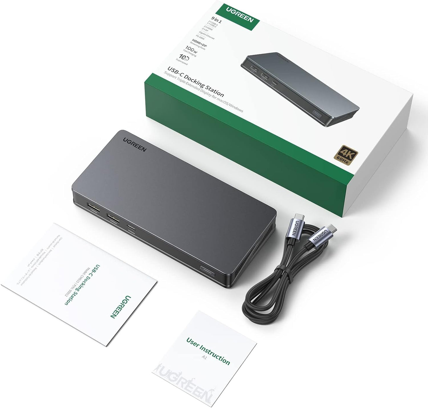 Revodok Pro 209 Dock USB-C 9 en 1 UGREEN | Doble Display 4K@60Hz, PD 100W, Ethernet – Modelo 90912