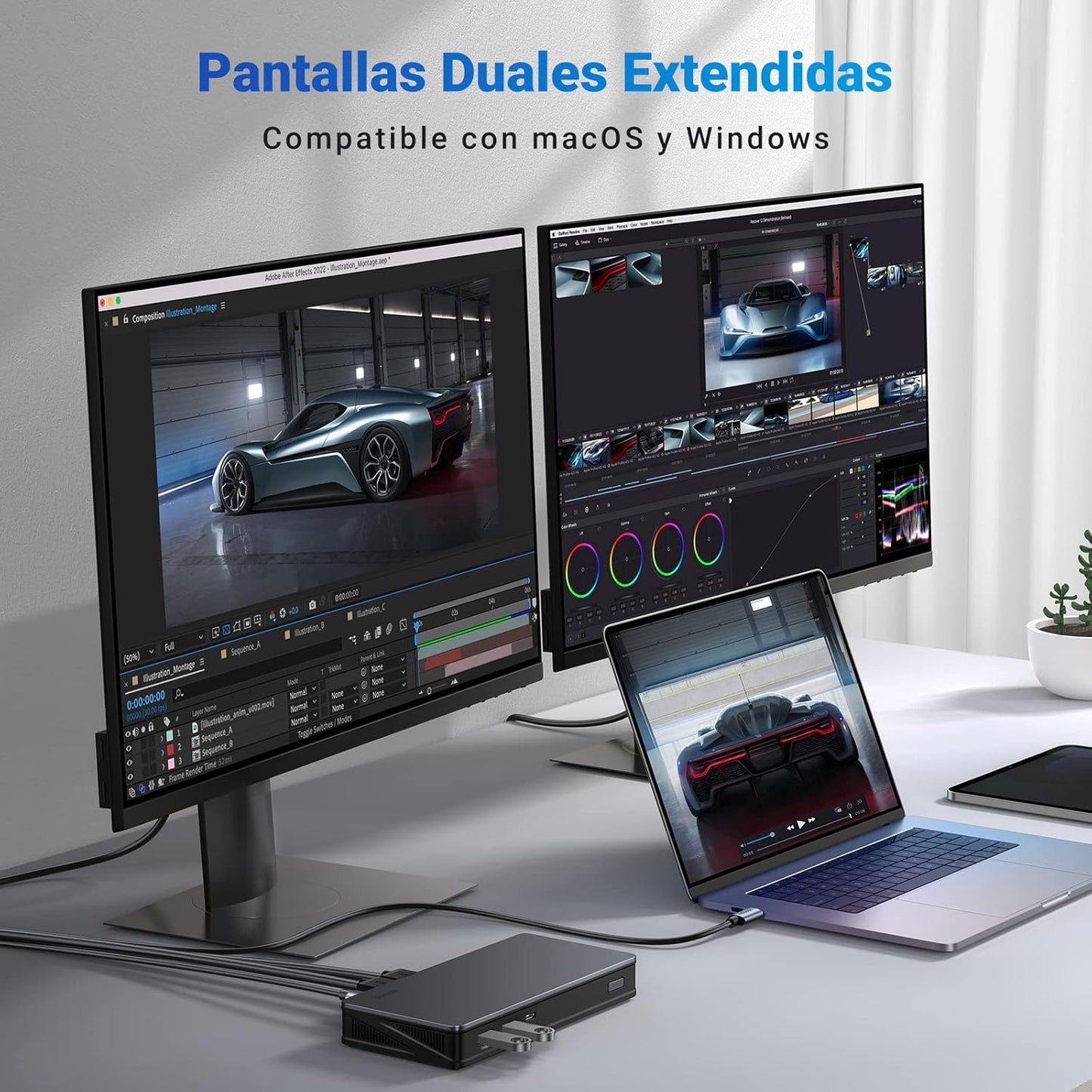 Revodok Pro 209 Dock USB-C 9 en 1 UGREEN | Doble Display 4K@60Hz, PD 100W, Ethernet – Modelo 90912