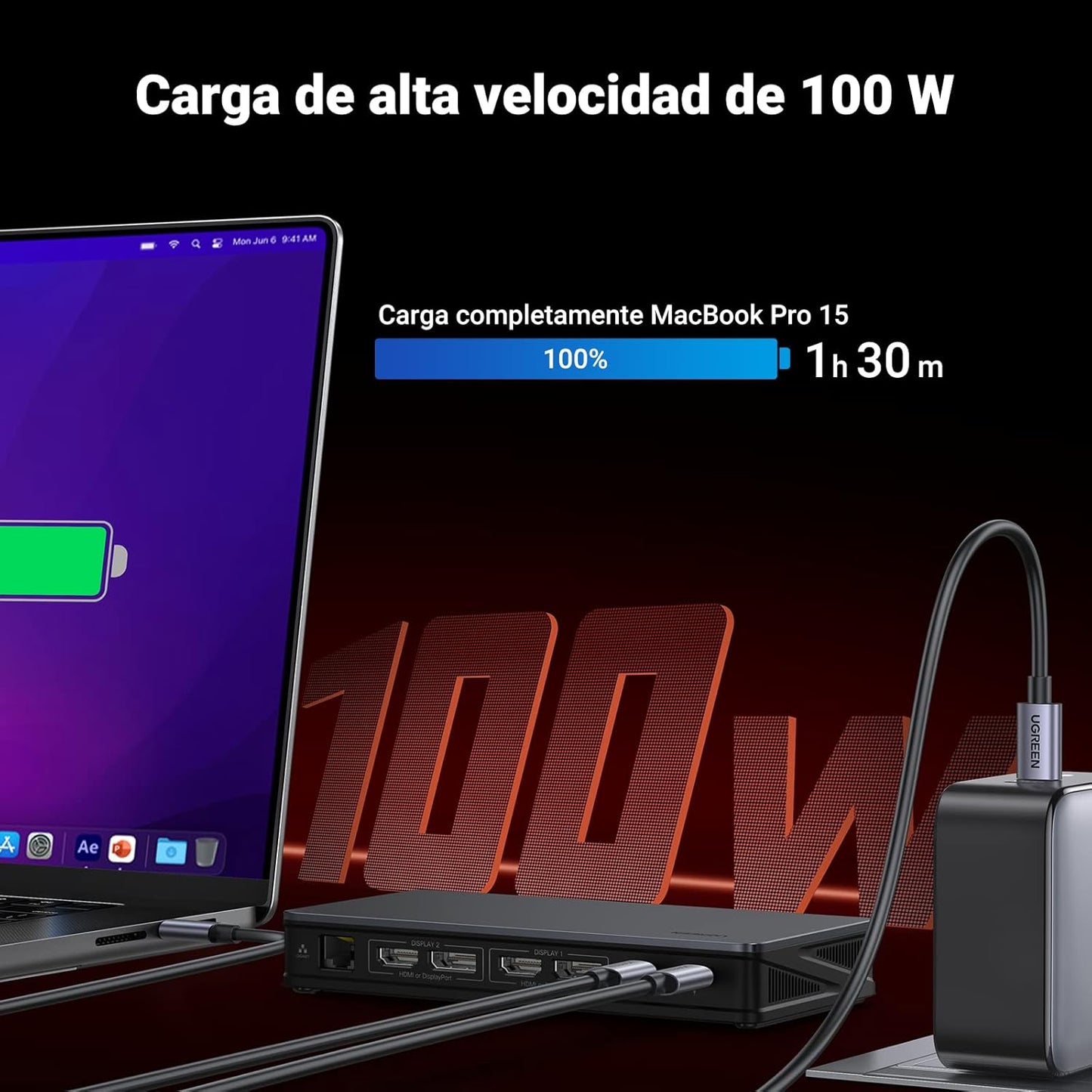 Revodok Pro 209 Dock USB-C 9 en 1 UGREEN | Doble Display 4K@60Hz, PD 100W, Ethernet – Modelo 90912