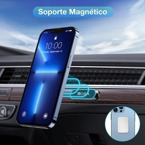 Soporte Magnético para Celular 1Hora PJ097 | Auto, Adhesivo 3M, Ultra Firme – Negro