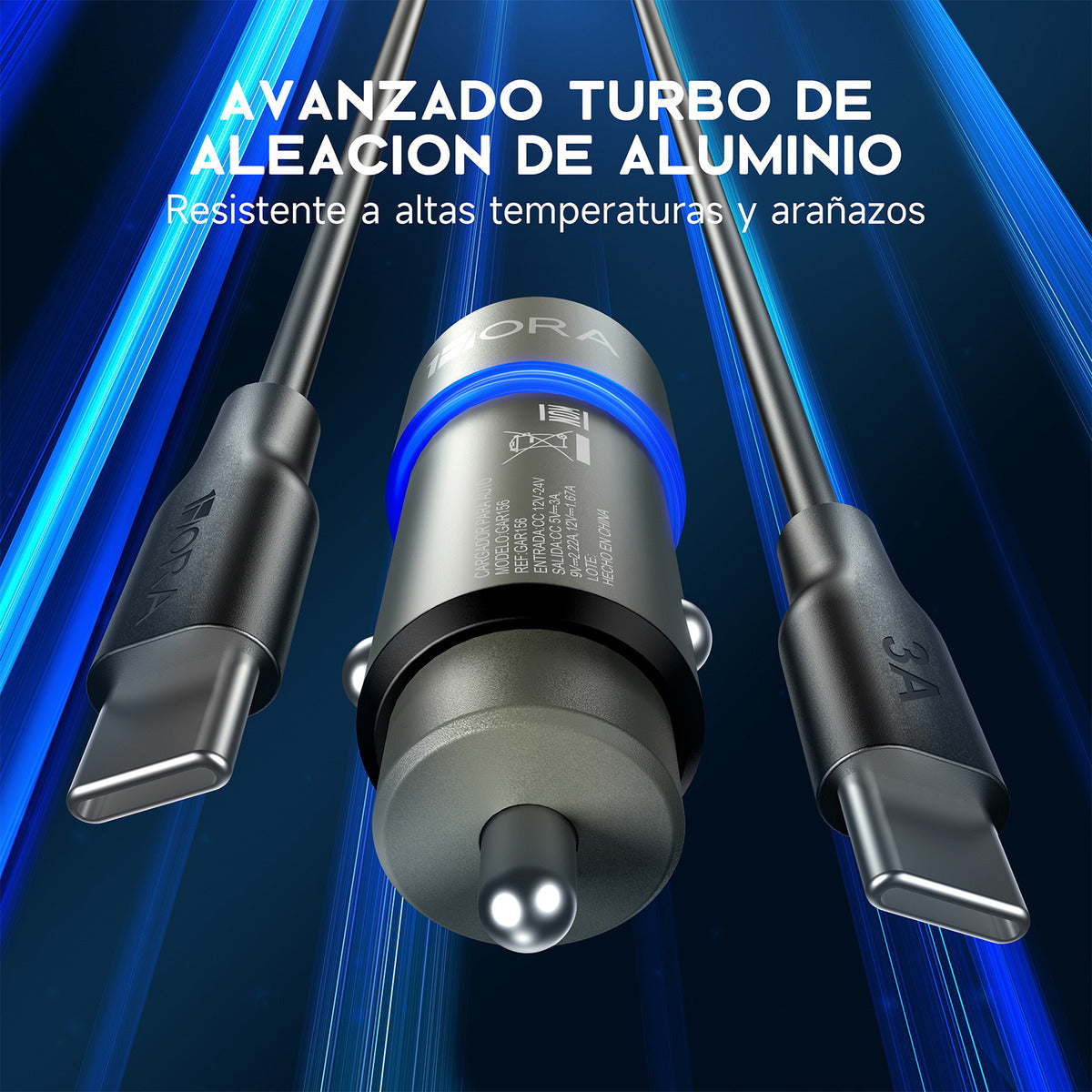 Cargador Auto Tipo C 20W PD con Cable Tipo C - Carga Rápida para Smartphone - GAR156