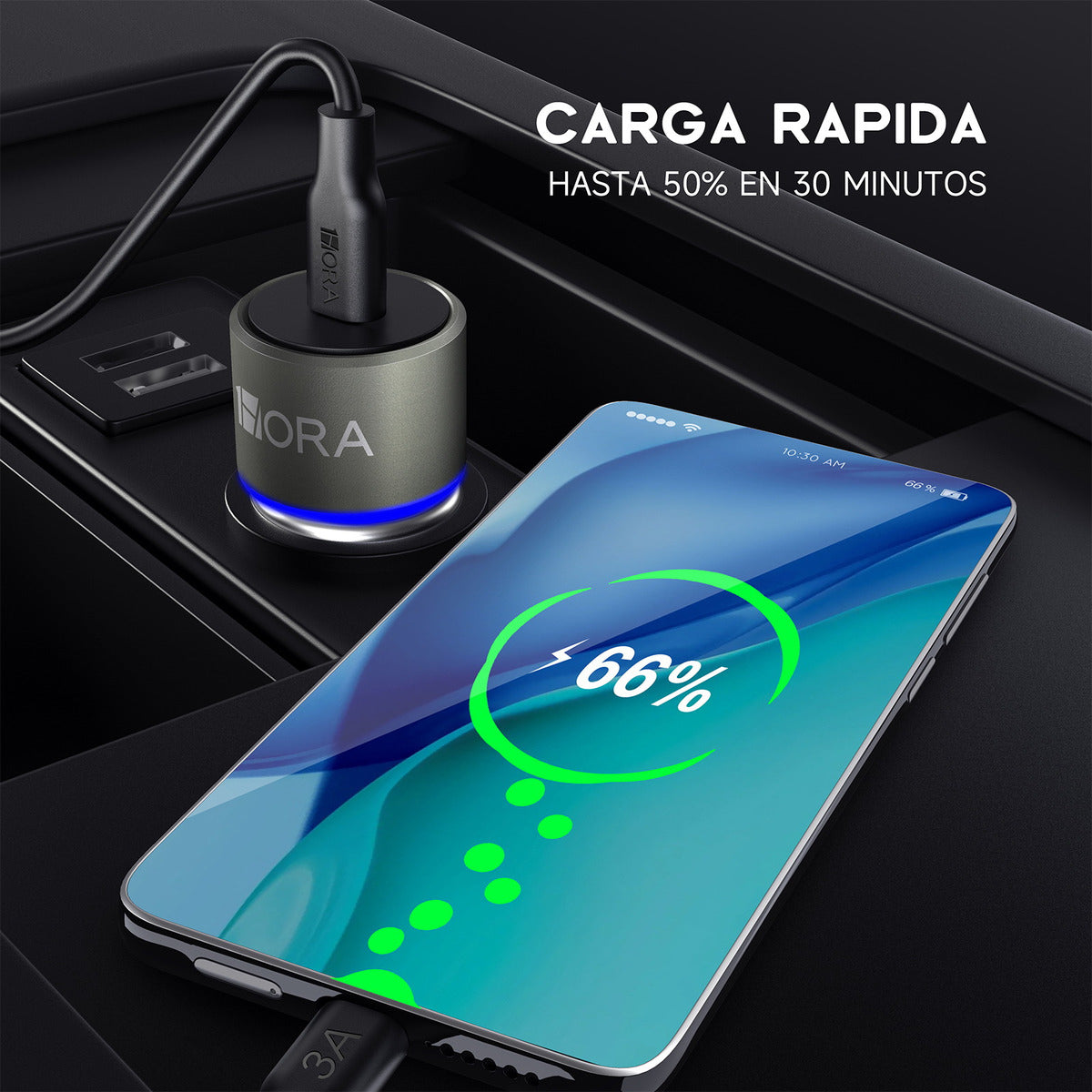 Cargador Auto Tipo C 20W PD con Cable Tipo C - Carga Rápida para Smartphone - GAR156