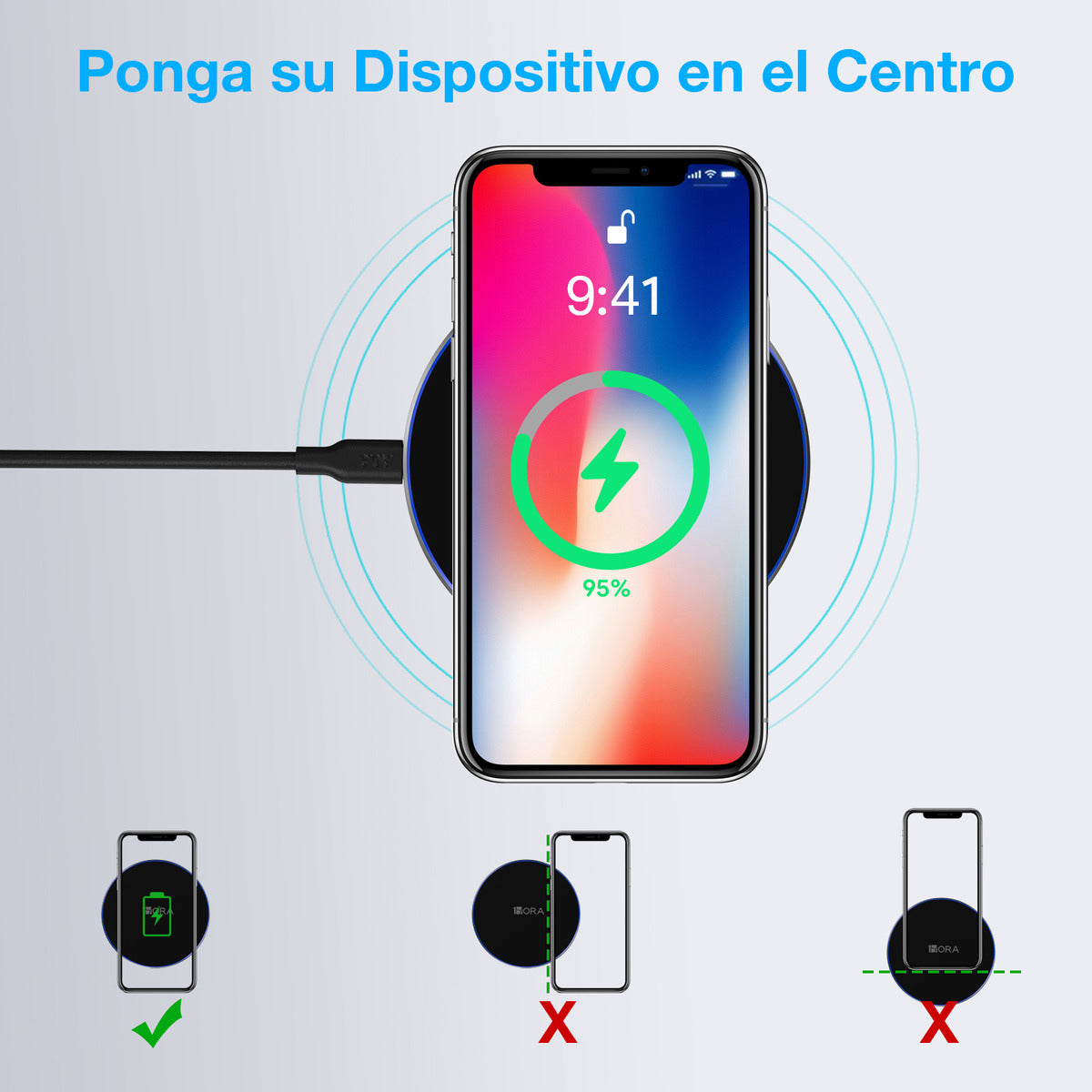 Cargador Inalámbrico Rápido 10W - Compatible con iPhone, Samsung, Motorola - GAR151