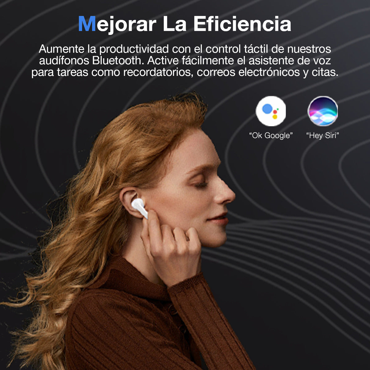 Audífonos In-Ear Bluetooth 5.3 1Hora AUT207 | Batería 18h, Sonido Profesional, Micrófono, USB-C – Color Blanco