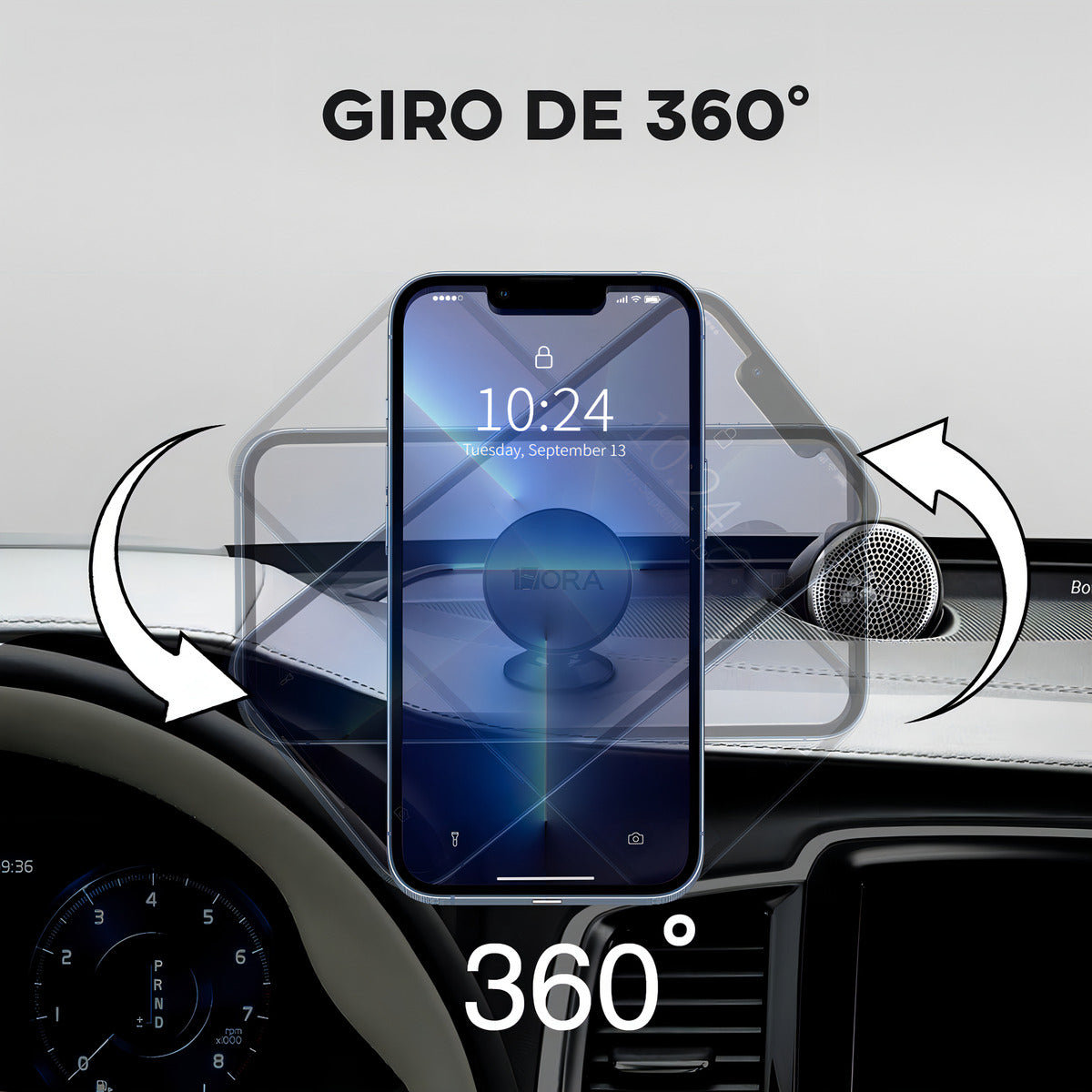 Soporte Magnético 1Hora PJ093 | Aluminio Ultra Resistente, Giro 360°, Celular en Auto