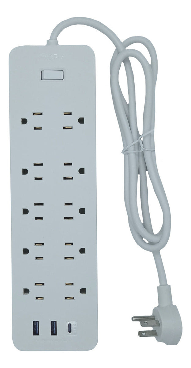 Multicontacto 13 Entradas con USB y Tipo C | Regleta 1Hora MCT002 Protección + Montable 1.5m