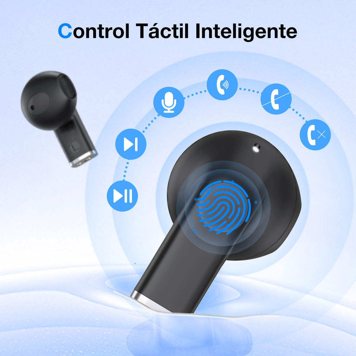 Audífonos In-Ear Transparentes Bluetooth 5.3 1Hora AUT209 Negro | Micrófono, Asistente de Voz, Graves Potentes – Ultra Ligeros 3.1 g