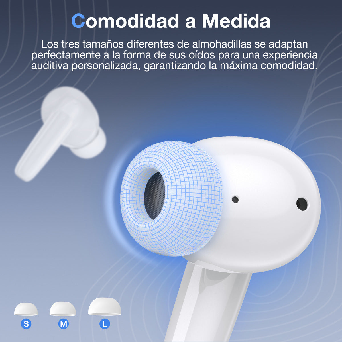 Audífonos In-Ear Bluetooth 5.3 1Hora AUT207 | Batería 18h, Sonido Profesional, Micrófono, USB-C – Color Blanco