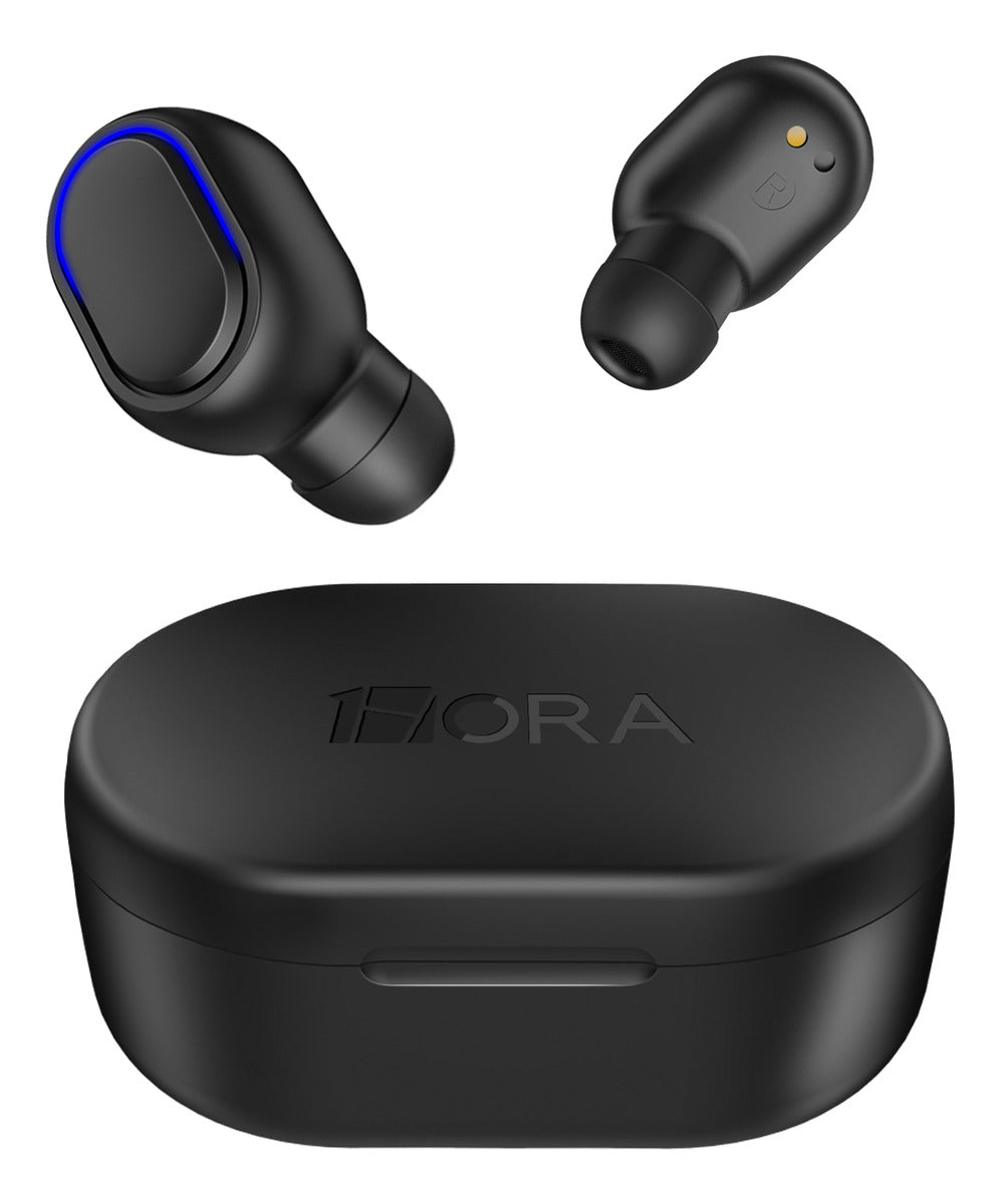 Audífonos Inalámbricos Bluetooth 5.3 1Hora AUT114 | Sonido HD, Batería 25H, Micrófono y Estuche LED – Color Negro