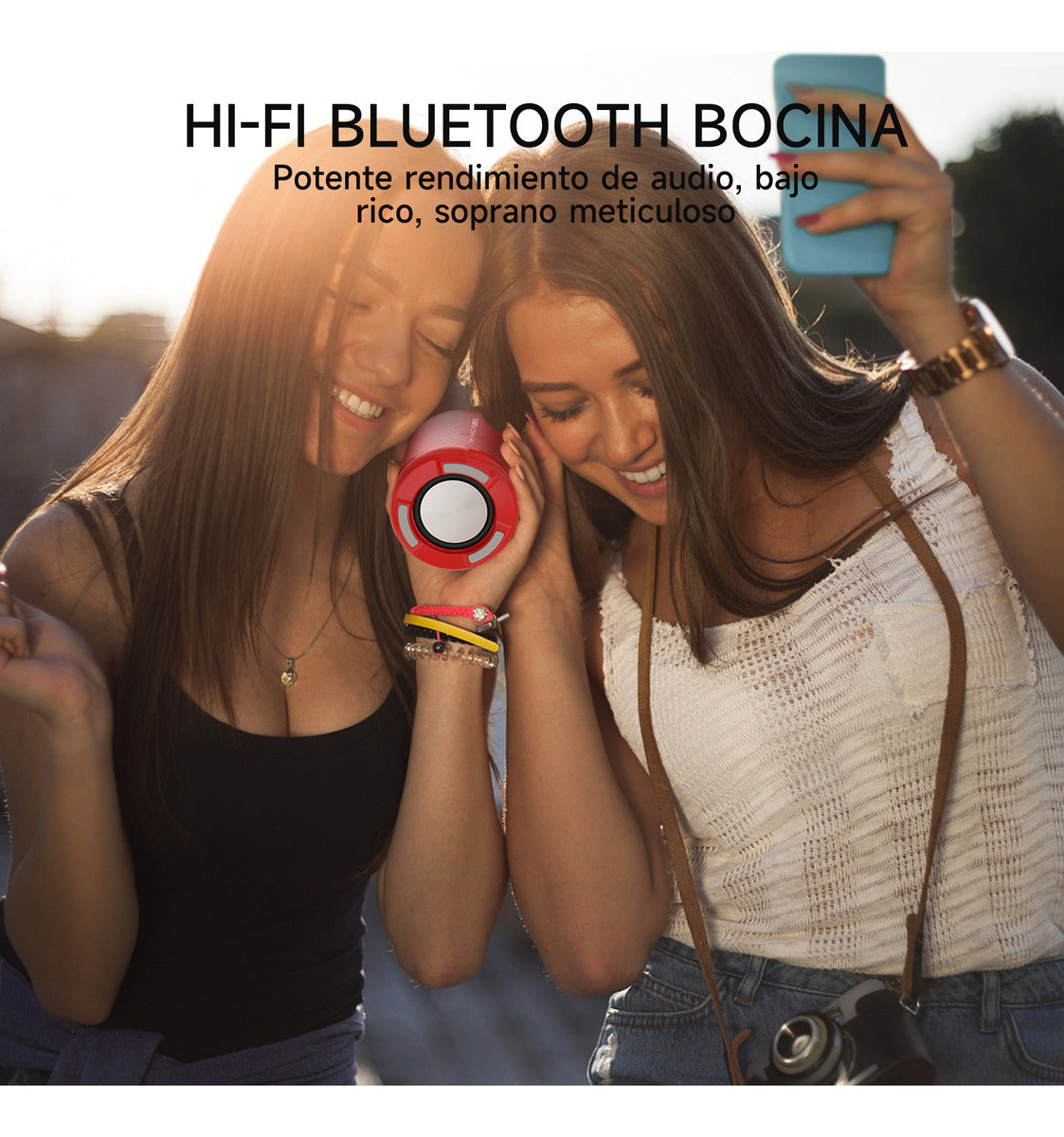 Mini Bocina Bluetooth 5.1 1Hora BOC062 Rojo | FM, USB, TF, AUX, TWS, Batería 1500 mAh, Sonido Estéreo Portátil