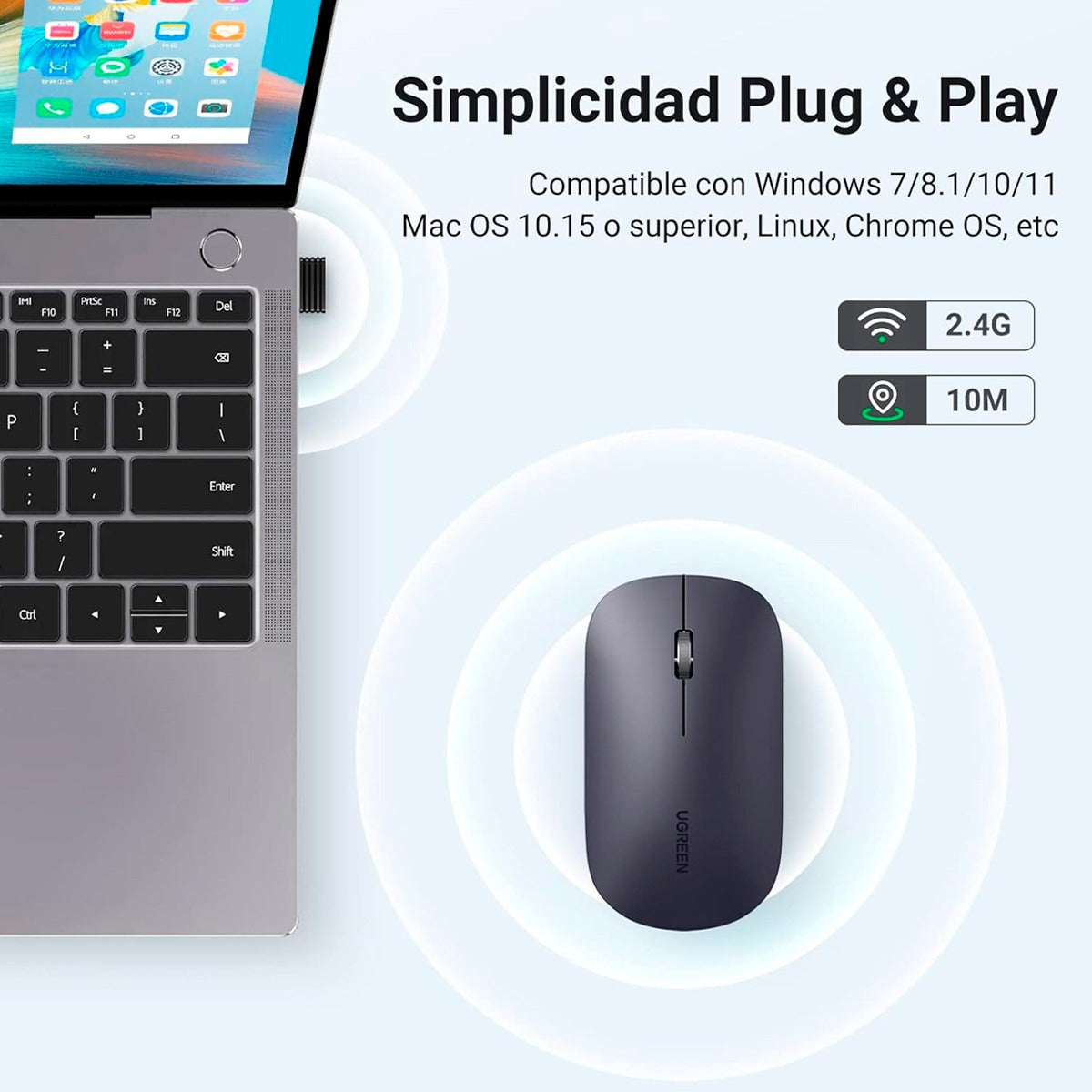 Mouse Inalámbrico Slim Ugreen Silencioso 4000