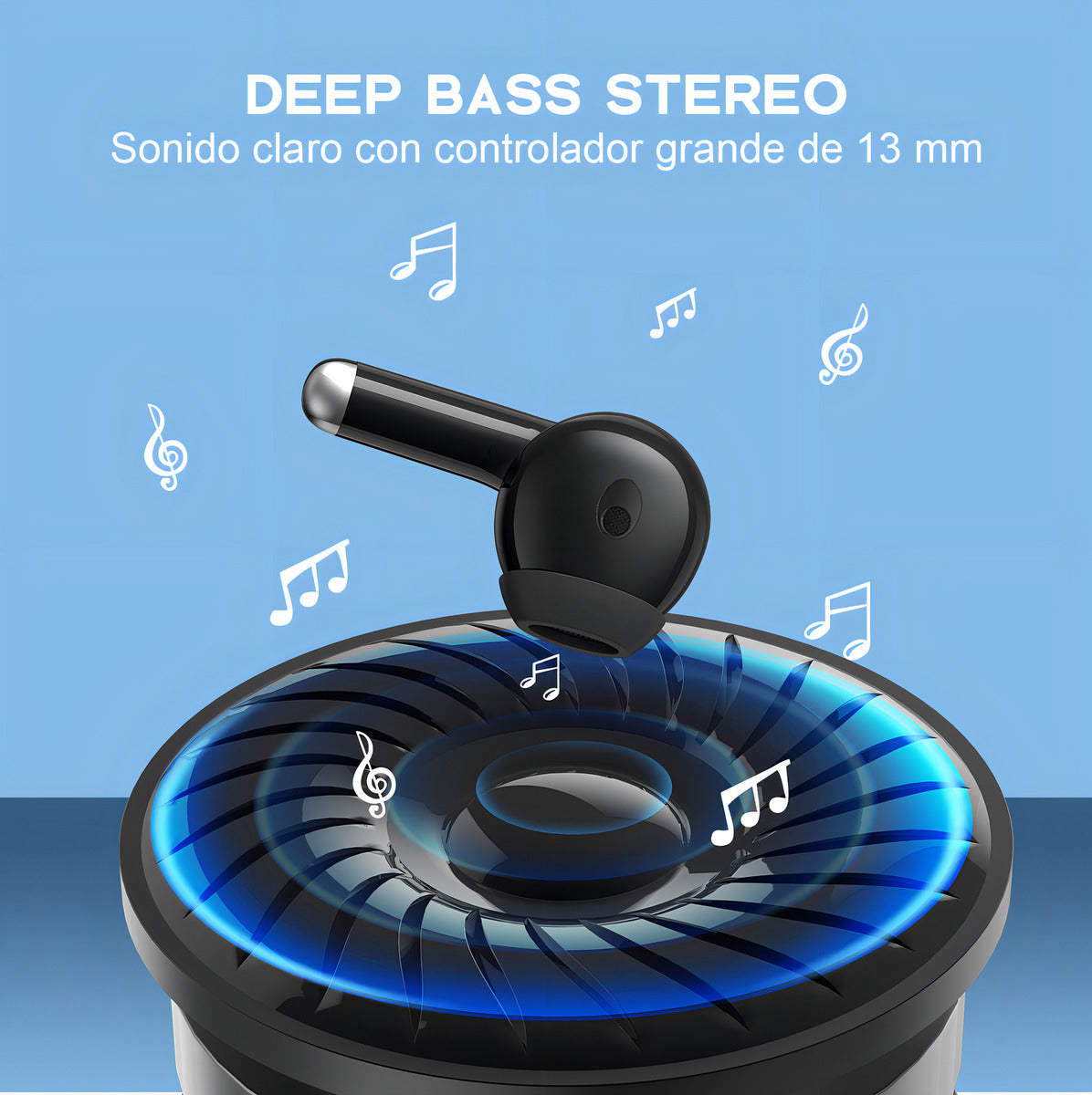 Audífonos In-Ear Bluetooth 5.3 1Hora AUT203 | Graves Potentes, Carga Rápida USB-C, Batería 20h - Negro