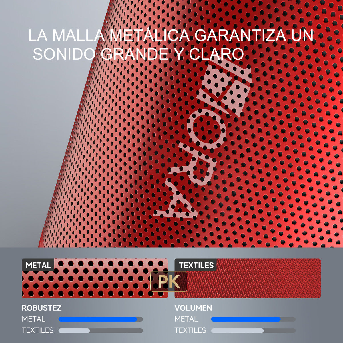 Mini Bocina Bluetooth 5.1 1Hora BOC062 Rojo | FM, USB, TF, AUX, TWS, Batería 1500 mAh, Sonido Estéreo Portátil