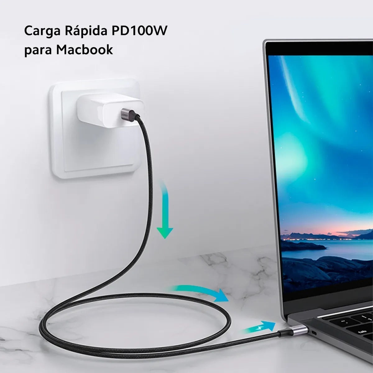 Cable Carga Rapida Ugreen Usb C Pd 60 W Protección Carga 2m Color Negro