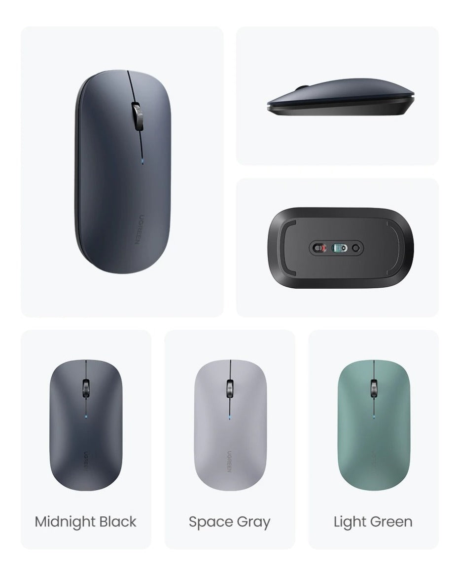 Mouse Inalámbrico USB Ergonomico Slim Verde Ugreen