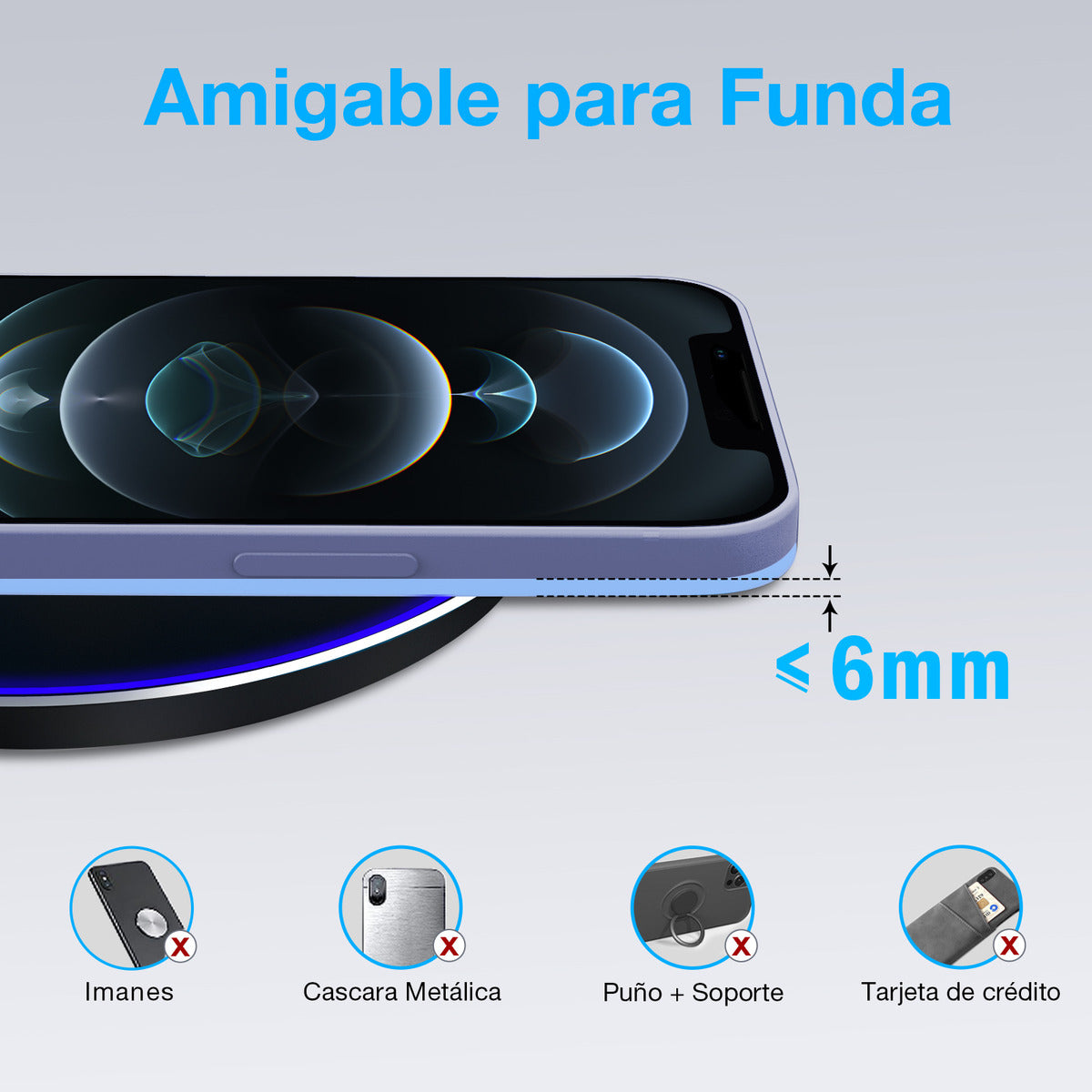 Cargador Inalámbrico Rápido 10W - Compatible con iPhone, Samsung, Motorola - GAR151