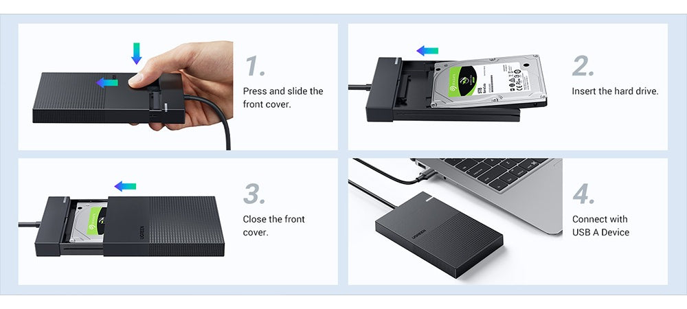 Carcasa De Disco Duro 2.5'' Hdd Ssd De 2.5 Chip Inteligente Color Negro
