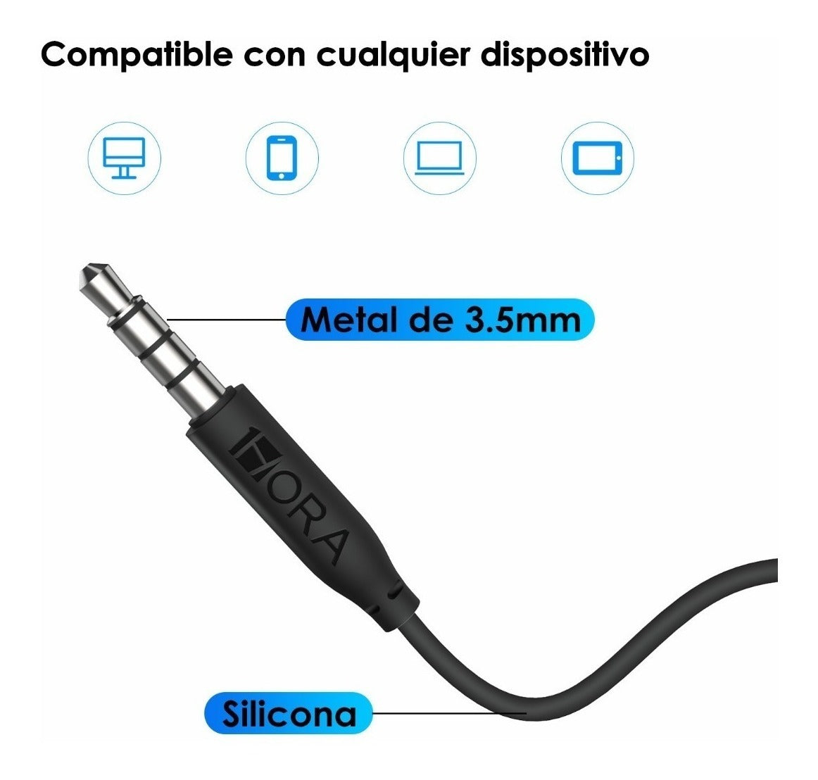 Audífonos In-Ear con Cable y Micrófono | Sonido Estéreo, Conector 3.5mm, Control de Llamadas – 1 Hora Modelo Aut111