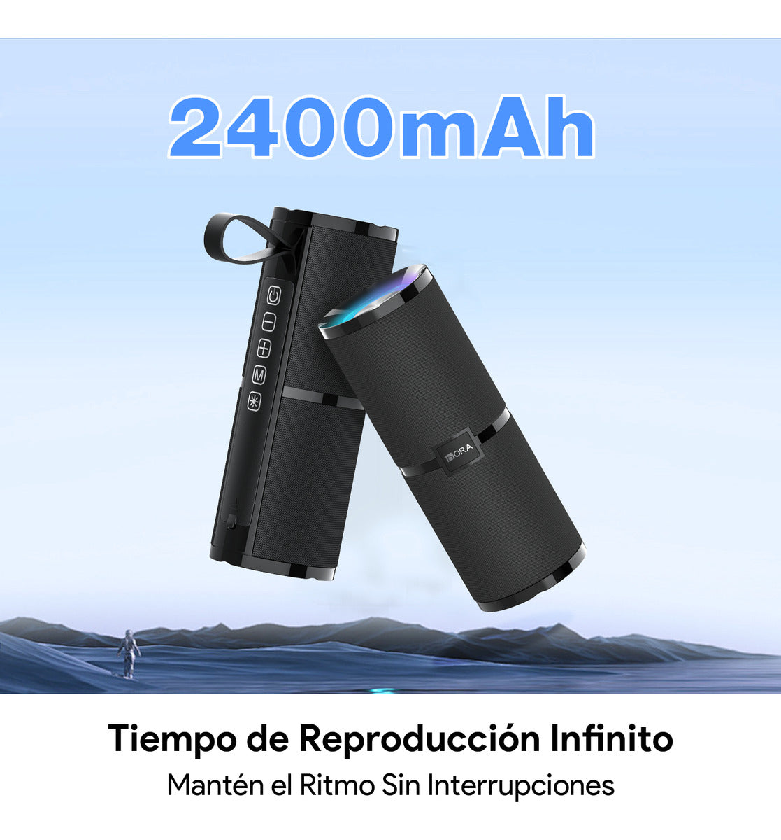 Bocina Bluetooth 5.1 Portátil 1Hora BOC060 | Sonido Estéreo HD, Batería 2400 mAh, TWS, FM, Micro SD, USB