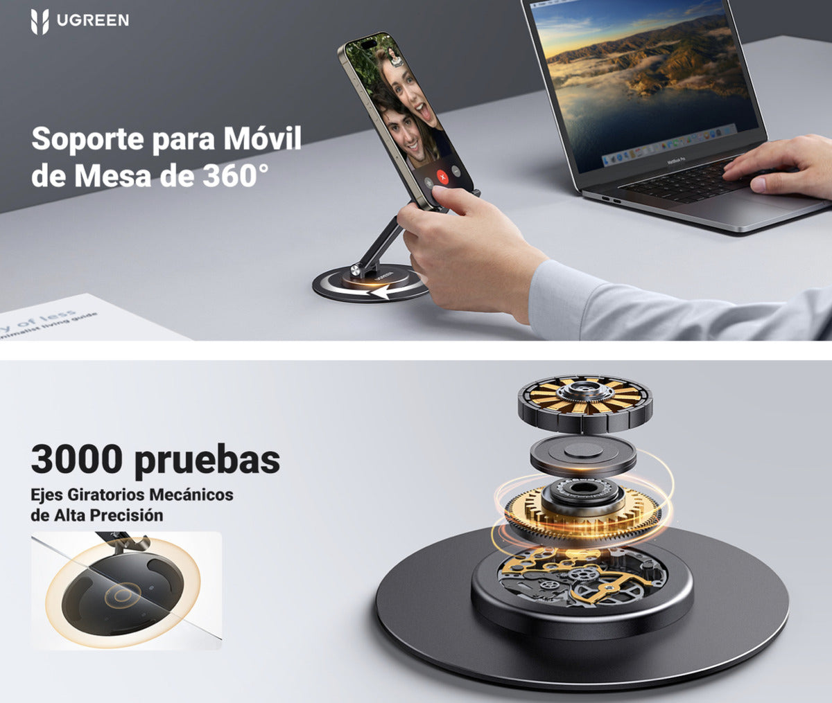 Soporte Para Celular Giratorio 360° Antideslizante Gris