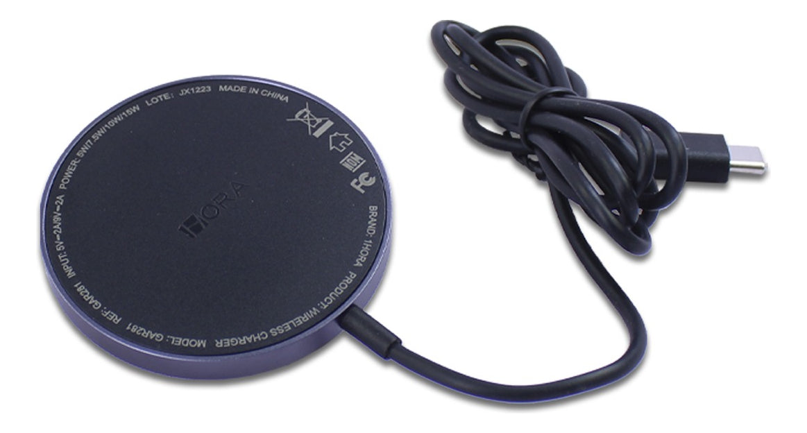 Cargador Magnético Inalámbrico 10W – Carga Rápida GAR281 | Compatible con Qi, Diseño Compacto – Negro