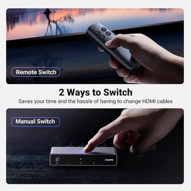 Switch (Splitter) 8K HDMI 2.1 de 3 entradas 1 Salida Ugreen 15604 Plateado 8k 60hz