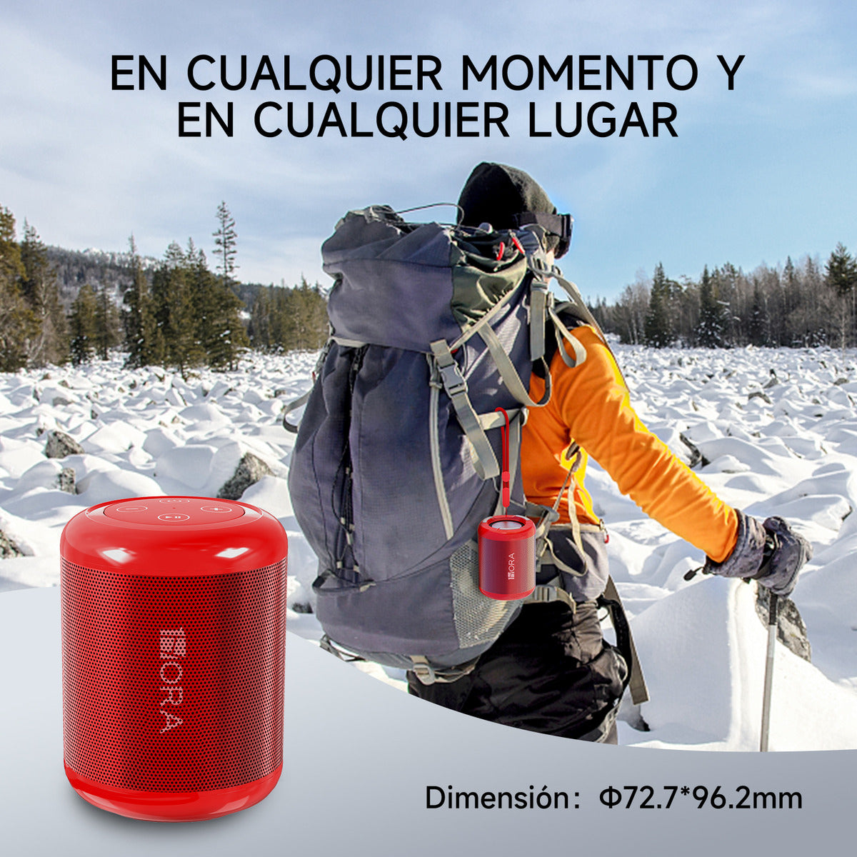 Mini Bocina Bluetooth 5.1 1Hora BOC062 Rojo | FM, USB, TF, AUX, TWS, Batería 1500 mAh, Sonido Estéreo Portátil