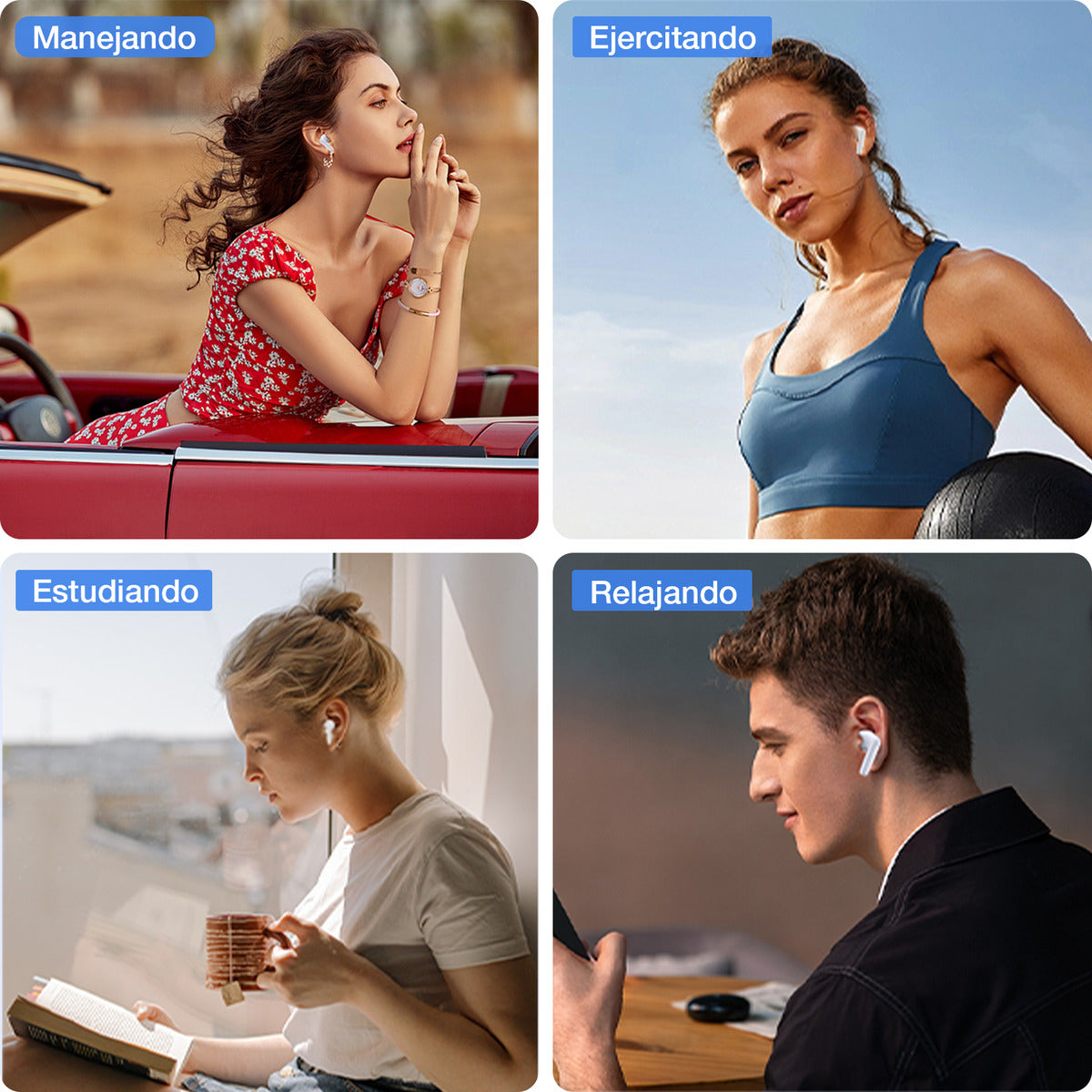 Audífonos In-Ear Bluetooth 5.3 1Hora AUT207 | Batería 18h, Sonido Profesional, Micrófono, USB-C – Color Blanco