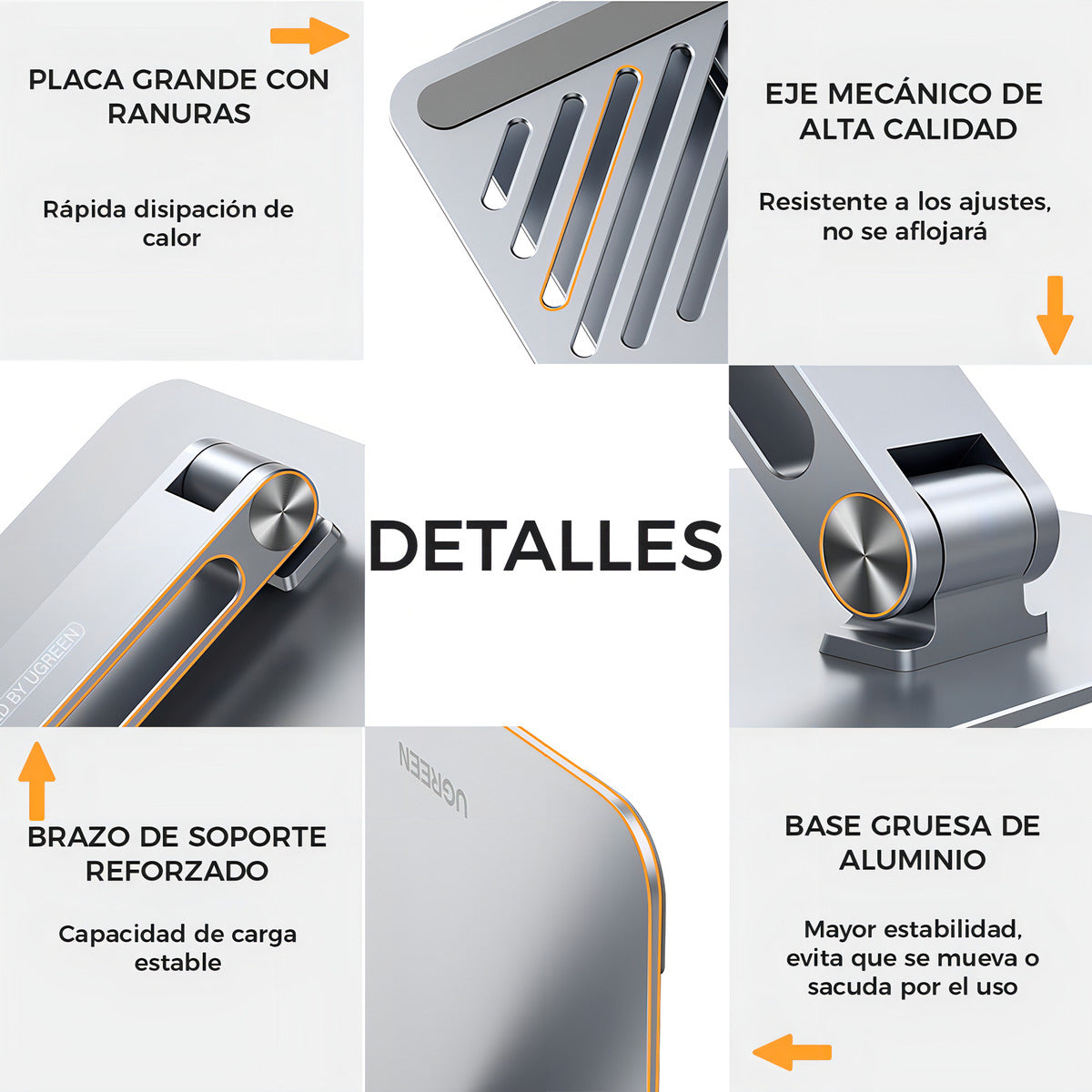 Soporte Laptop Aluminio S8 S9 Ultra Macbook Air Pro Ugreen Color Silver