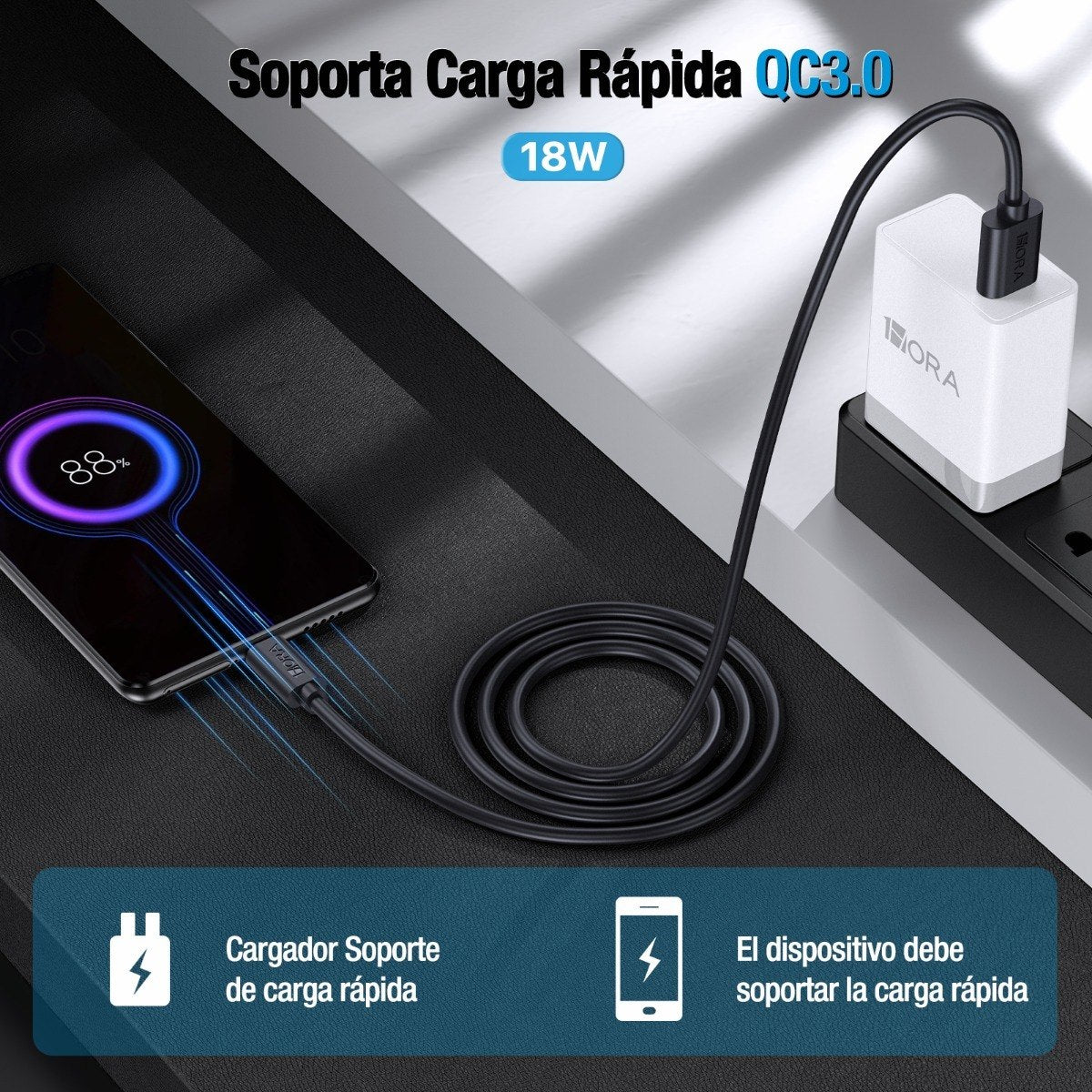 Cable Micro USB V8 CAB178 | 2M Carga Rápida 2.0A, Transferencia de Datos, Uso Rudo – Negro