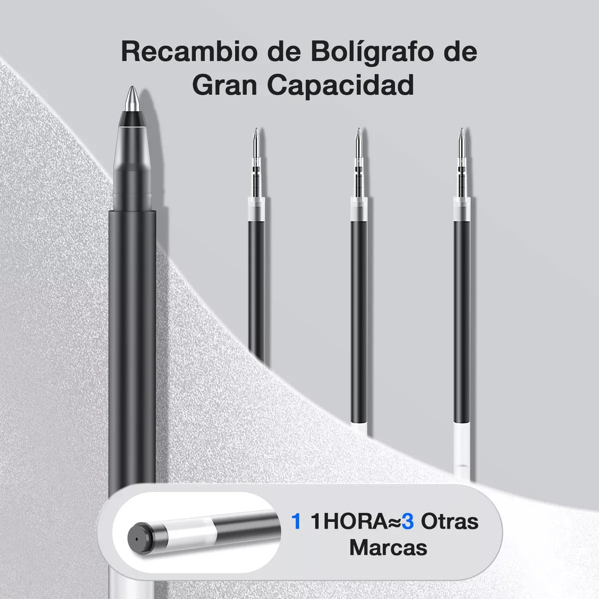 10 Bolígrafos 1Hora YCL033 | Tinta Negra, Punta Fina 0.5 mm, Escritura Suave y Precisa