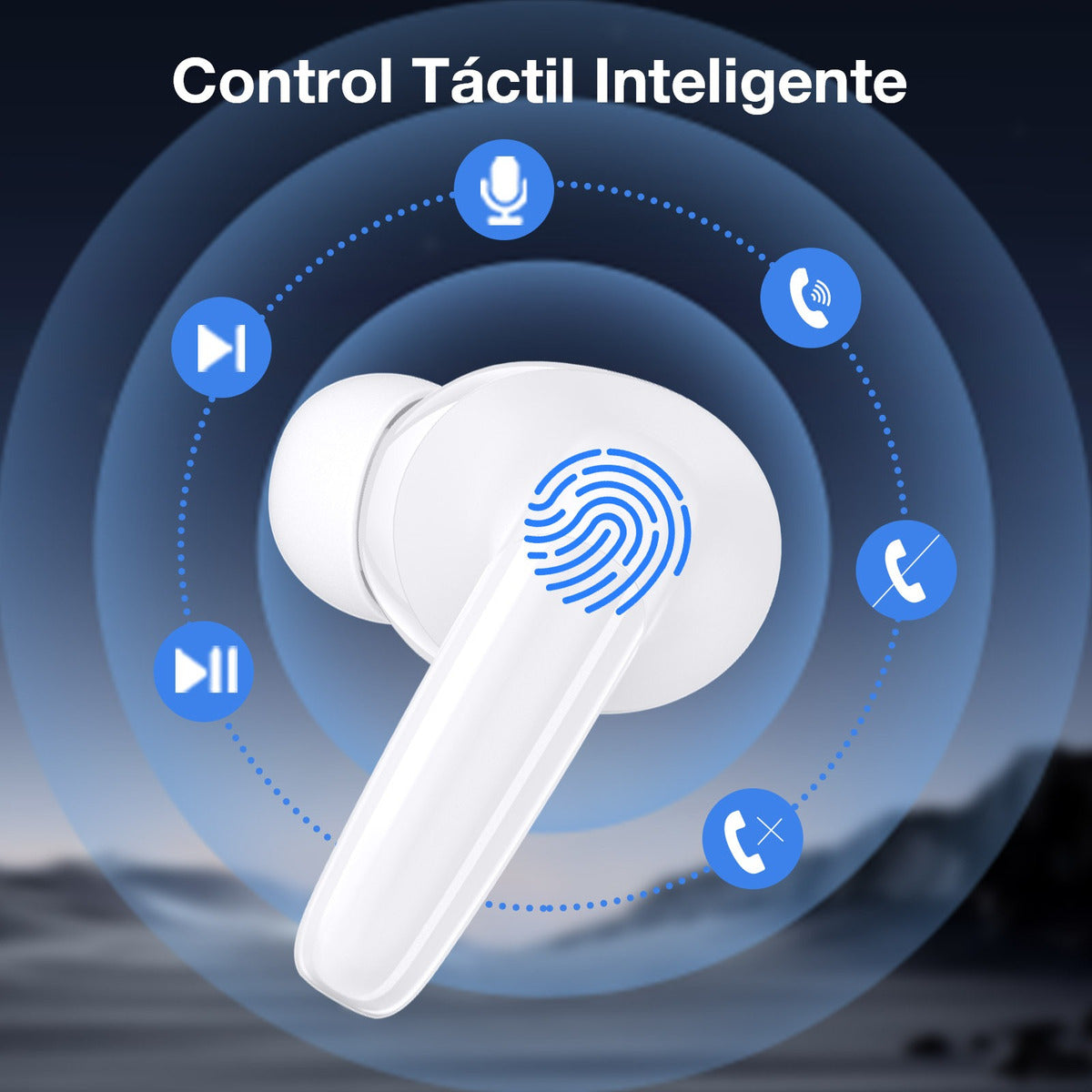 Audífonos In-Ear Bluetooth 5.3 1Hora AUT207 | Batería 18h, Sonido Profesional, Micrófono, USB-C – Color Blanco