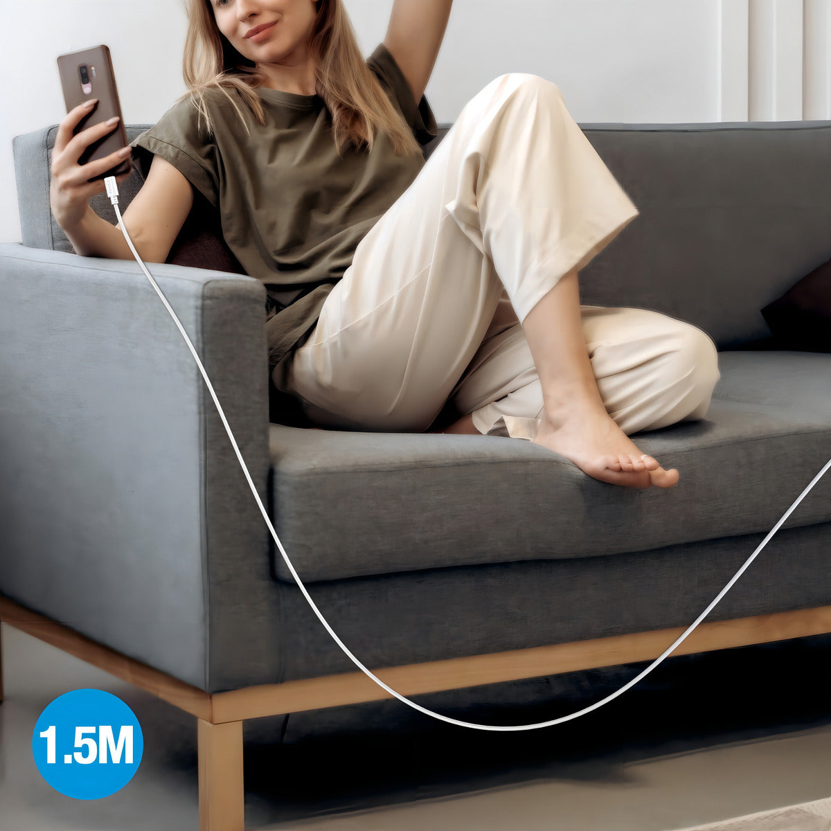Cable Micro USB 1Hora CAB031 | Carga Rápida V8 Reforzado para Android – 1M, Durable y Flexible