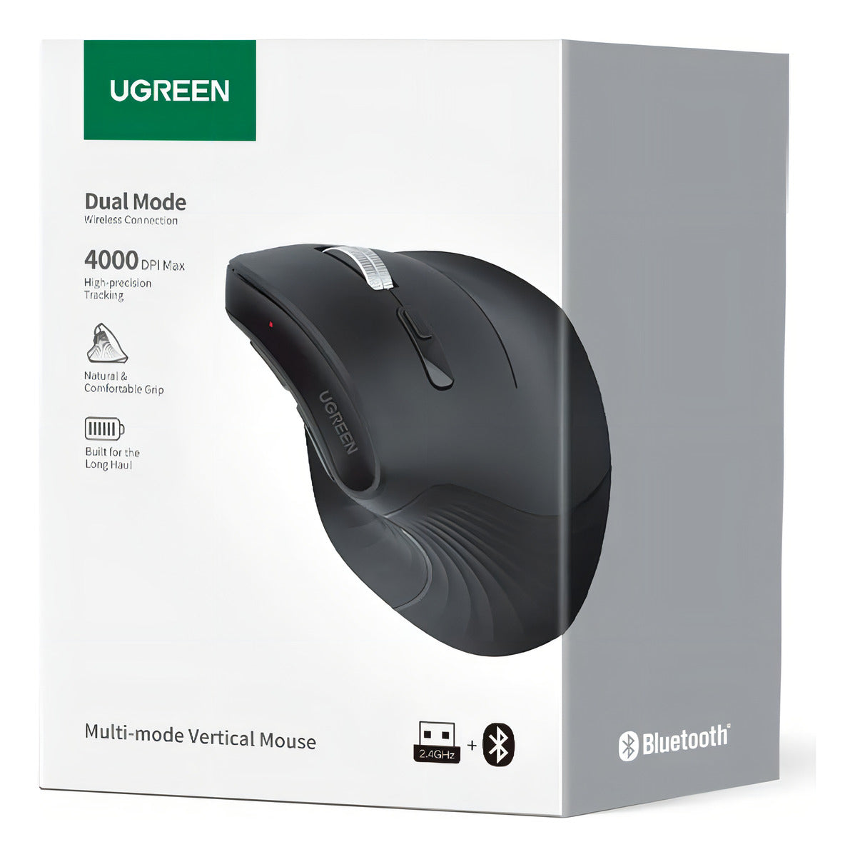 Mouse Vertical Inalambrico 4000dpi 6 Botones Ergonomico Conf Color Negro