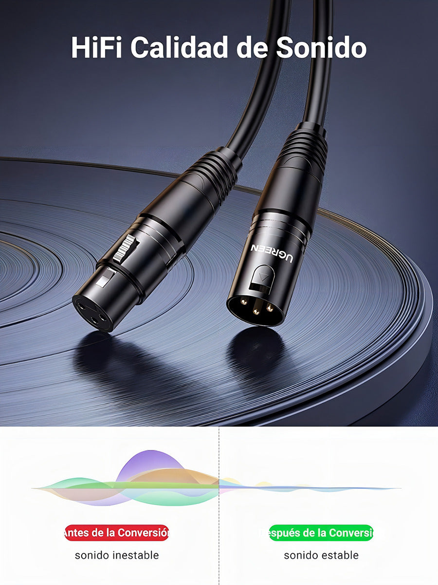 Cable De Micrófono Xlr Hembra A Macho 5m Ugreen