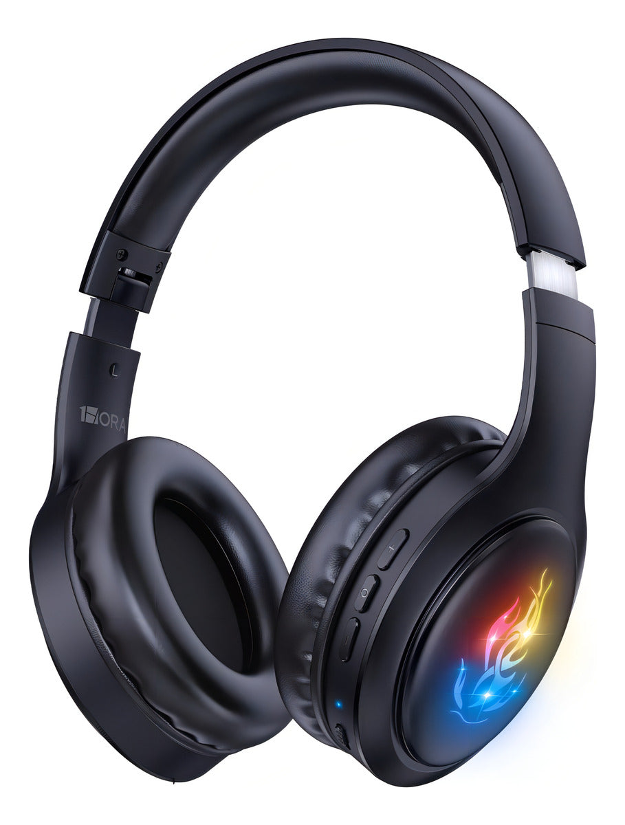 Audífonos Bluetooth Over-Ear 1Hora AUT202 | Sonido HD, Micrófono, Luces LED, Batería 28h – Negro