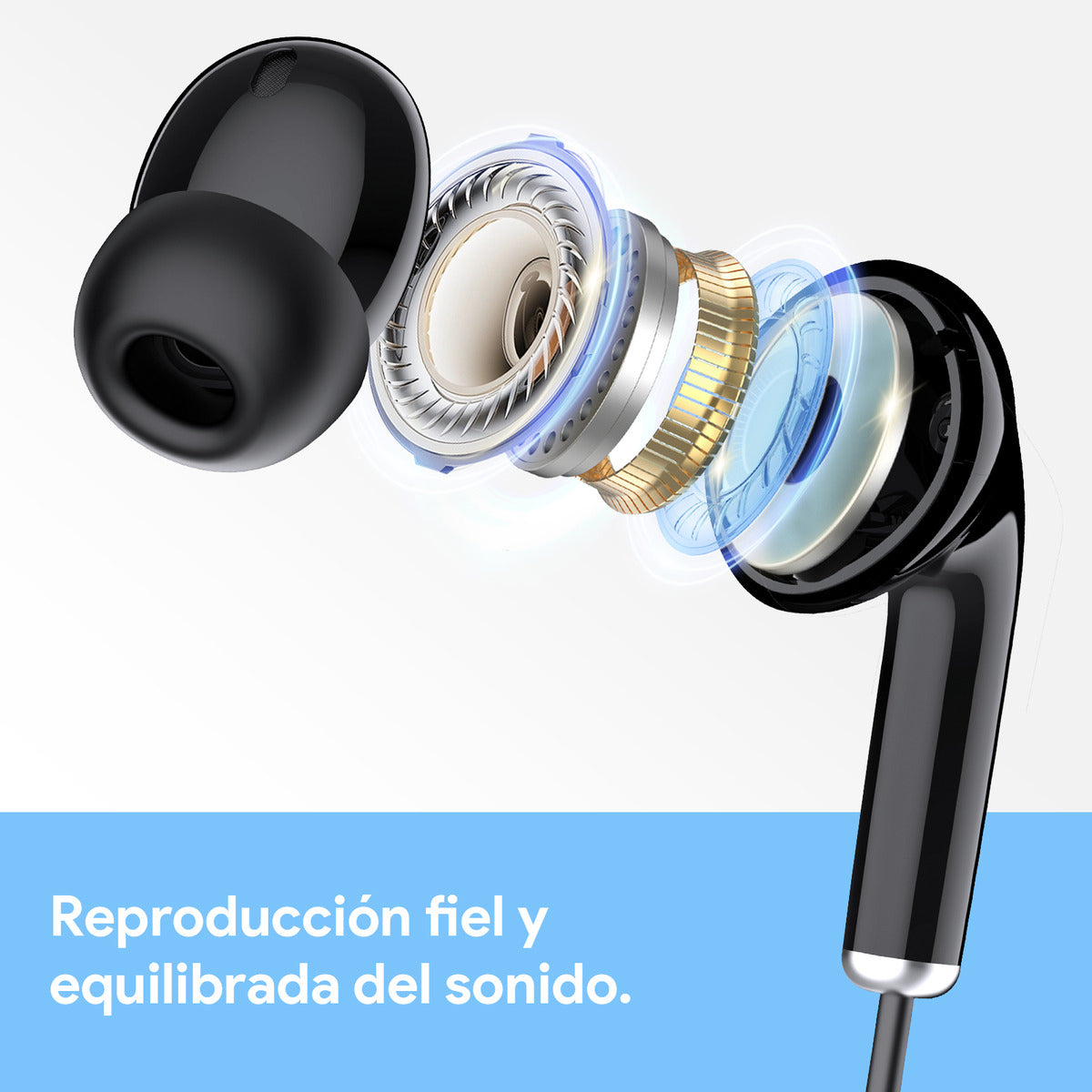 Audífonos Alámbricos In-Ear 1Hora con Micrófono | Modelo AUT123 3.5mm Color Negro