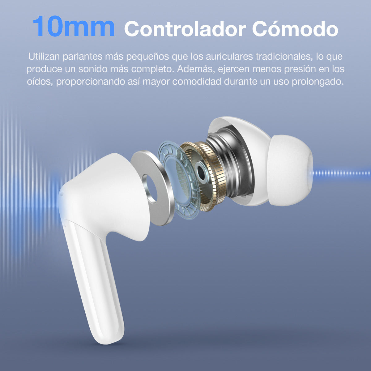 Audífonos In-Ear Bluetooth 5.3 1Hora AUT207 | Batería 18h, Sonido Profesional, Micrófono, USB-C – Color Blanco