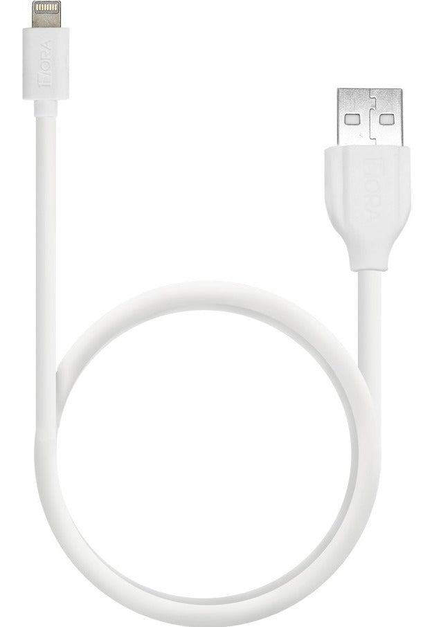 Cable Lightning 1Hora CAB179 | 1M Reforzado, Carga Rápida 2.1A, Color Blanco – Uso Rudo y Datos USB