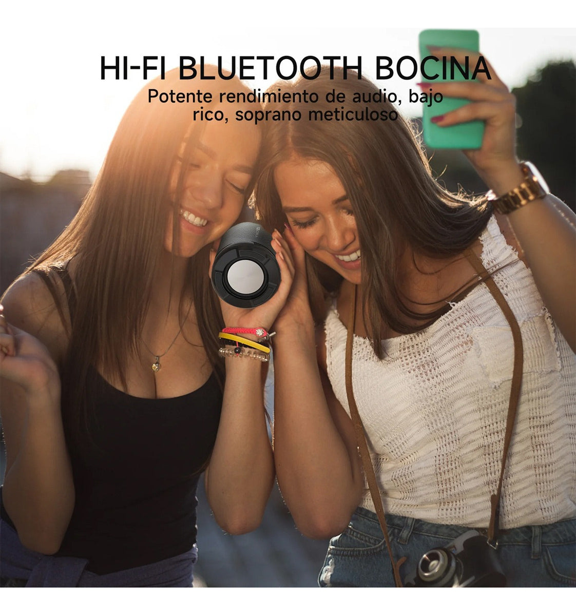 Mini Bocina Bluetooth 5.1 1Hora BOC062 Negro | FM, USB, TF, AUX, TWS, Batería 1500 mAh, Sonido Estéreo Portátil
