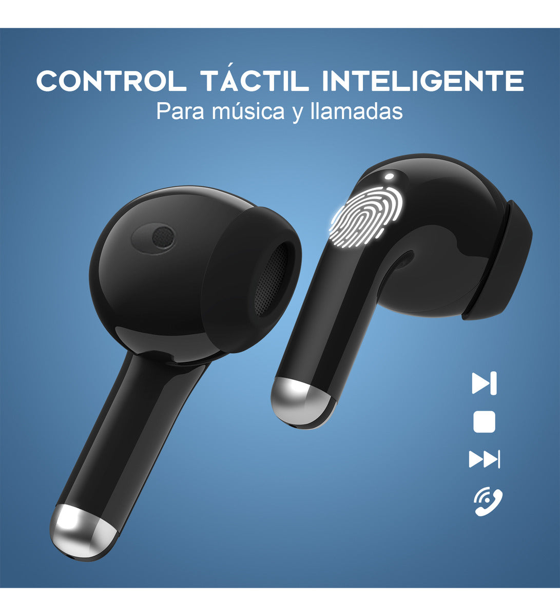 Audífonos In-Ear Bluetooth 5.3 1Hora AUT203 | Graves Potentes, Carga Rápida USB-C, Batería 20h - Negro