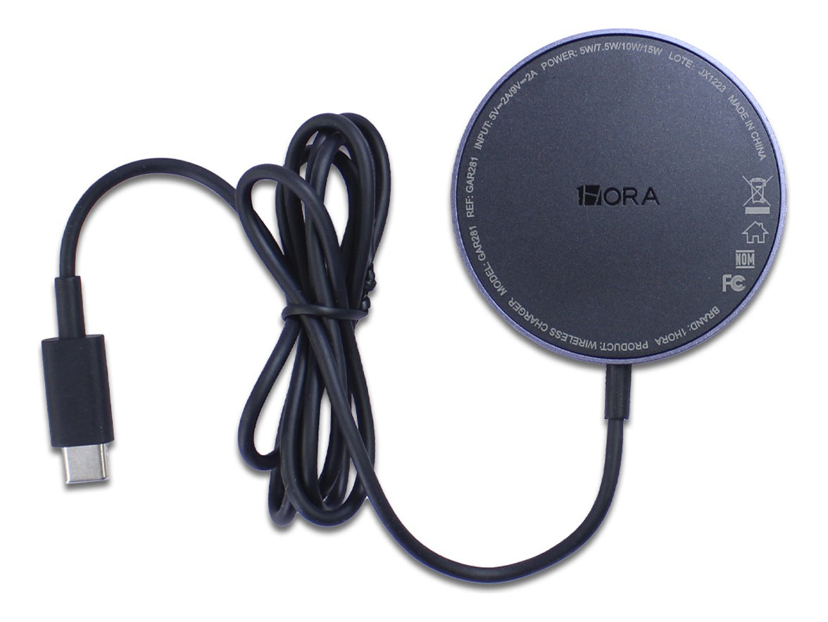 Cargador Magnético Inalámbrico 10W – Carga Rápida GAR281 | Compatible con Qi, Diseño Compacto – Negro