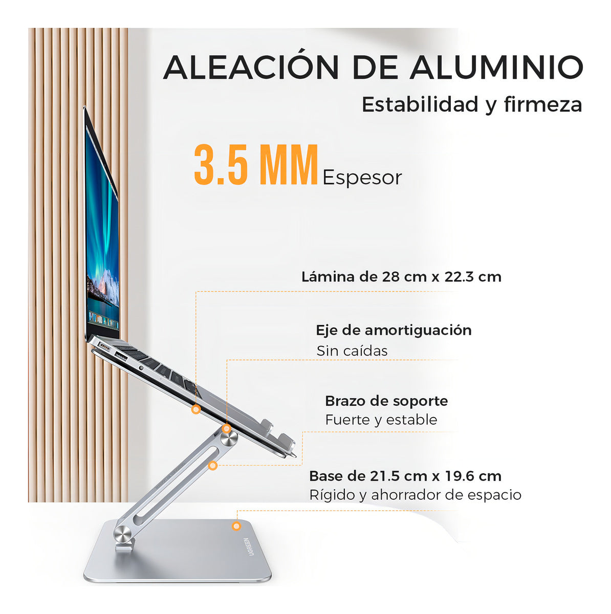 Soporte Laptop Aluminio S8 S9 Ultra Macbook Air Pro Ugreen Color Silver
