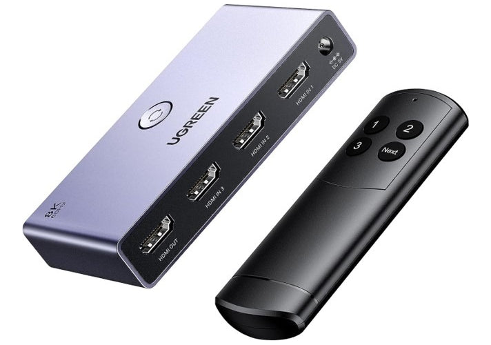 Switch (Splitter) 8K HDMI 2.1 de 3 entradas 1 Salida Ugreen 15604 Plateado 8k 60hz