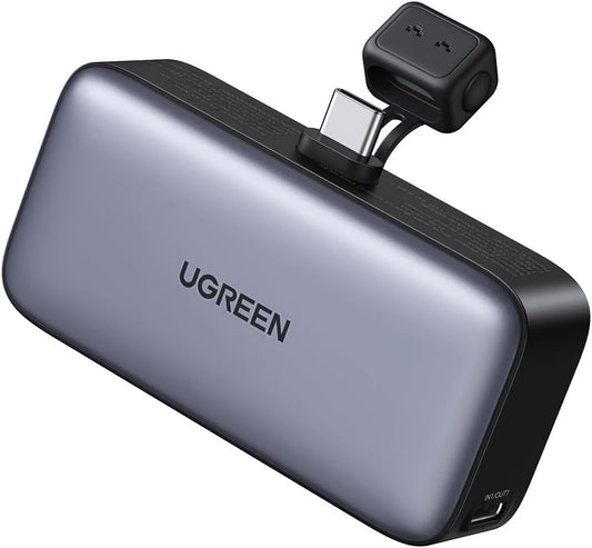 Power Bank 5000mAh con USB-C Integrado UGREEN | Carga Rápida 22.5W, LED de Batería – Modelo 35338