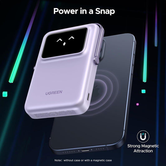 Power Bank 10000mAh UGREEN | Magnético, 7.5W Inalámbrico + PD 20W, Pantalla LED Robot – Modelo 45328