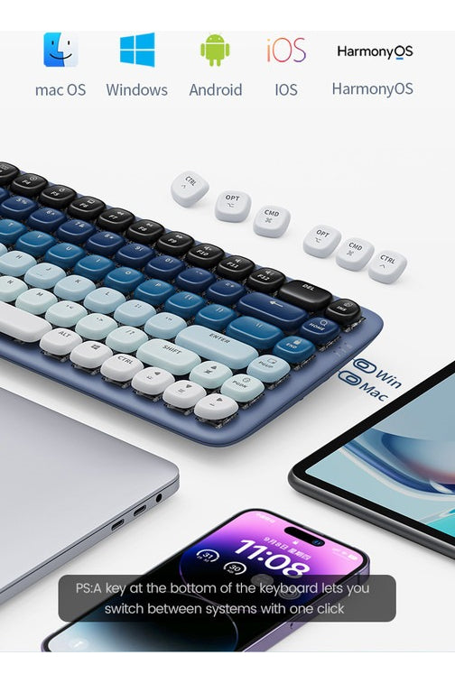 Paquete De Teclado Y Mouse Inalámbrico Ugreen Azul Mouse Gris
