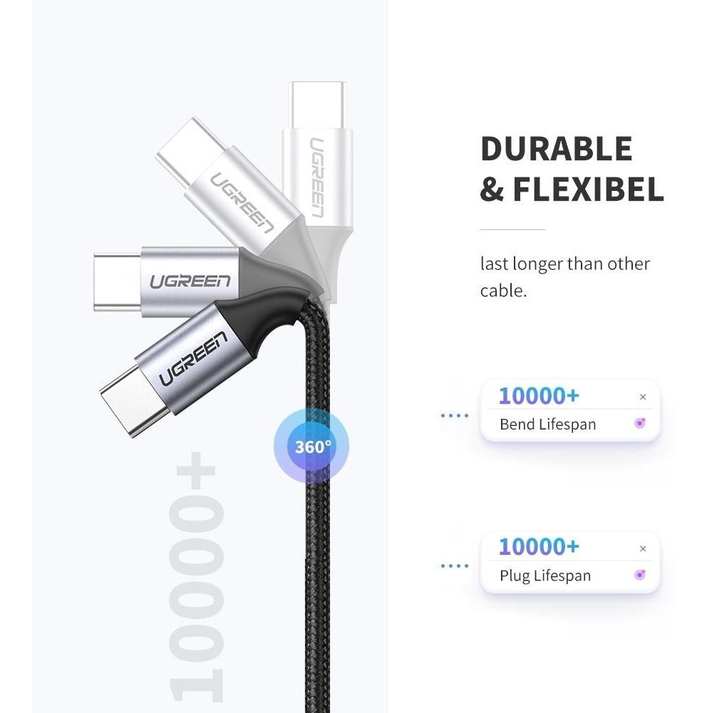 Cable Carga Rapida Ugreen Usb C Pd 60 W Protección Carga 2m Color Negro