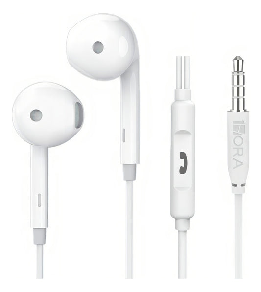 Audífonos In-Ear Alámbricos 1Hora con Micrófono 3.5mm | Modelo AUT122 Blanco