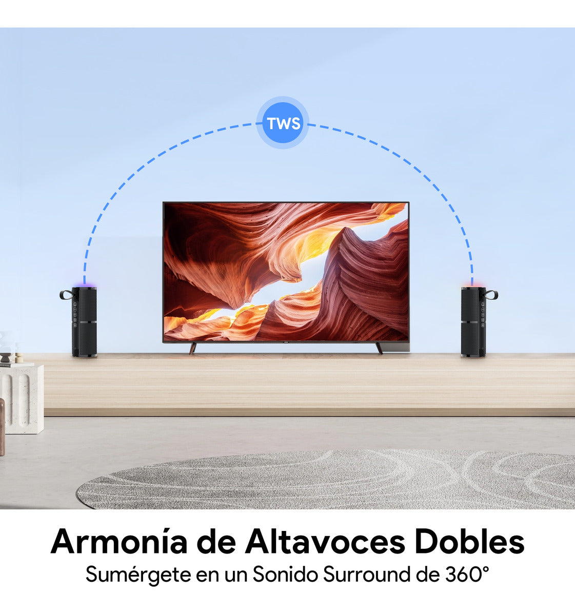 Bocina Bluetooth 5.1 Portátil 1Hora BOC060 | Sonido Estéreo HD, Batería 2400 mAh, TWS, FM, Micro SD, USB